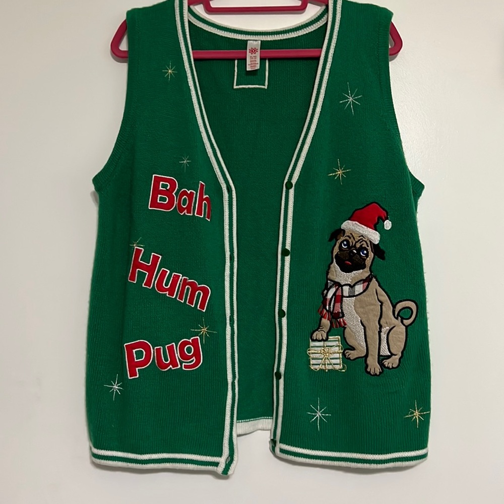 Bah Hum Pug holiday vest